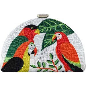 ❤️ Parrot Bag Women Crystal Clutch  Cocktail Prom Bird Party Handbags Rhinestone